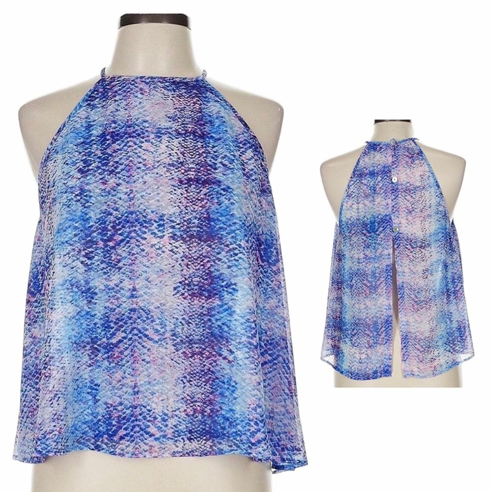 Show me Your mumu medium tops selena retro rave sheer halter psychedelic colors